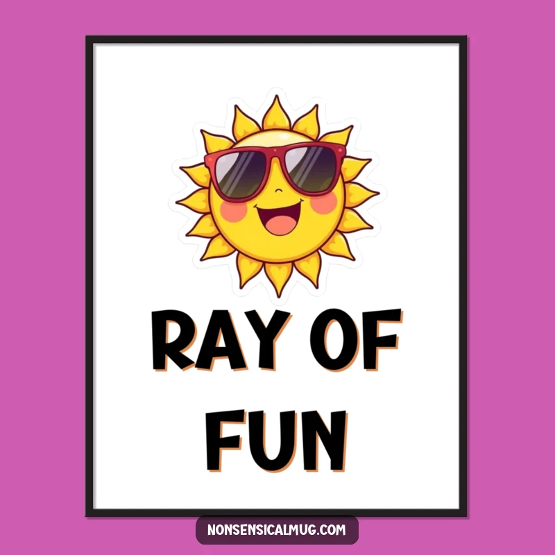 Funny Sun Poster: Beaming Character with Sunglasses for Wall Art Gift