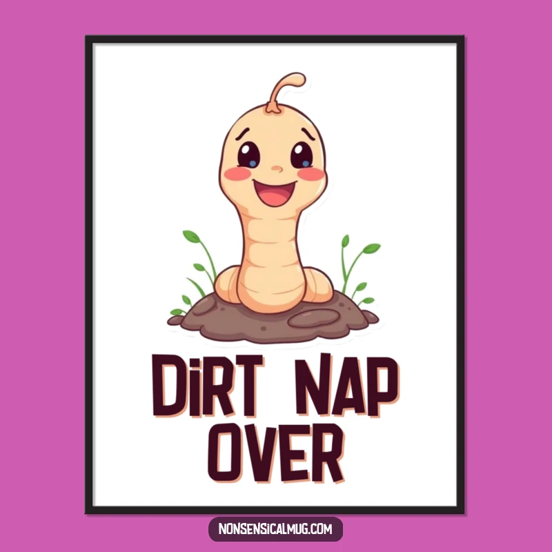 Funny Worm Poster: Happy Character Popping for Wall Art Gift