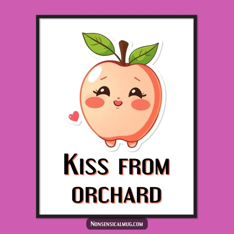 Funny Apple Kiss Poster: Sweet Wall Art, Perfect Funny Gift for Romantic Decor