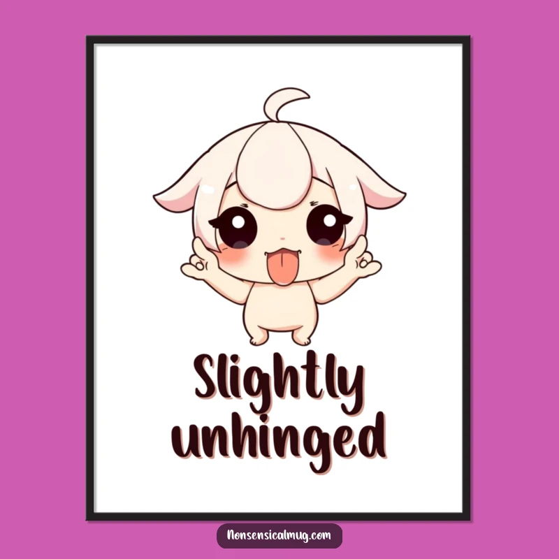 Funny Tongue Out Wiggle Fingers Poster - Whimsical Character Art, Great Funny Gift