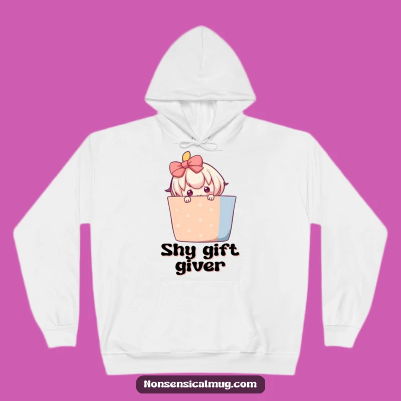 Cozy Funny Shy Character Hoodie - Adorable Gift Art, Perfect Funny Gift
