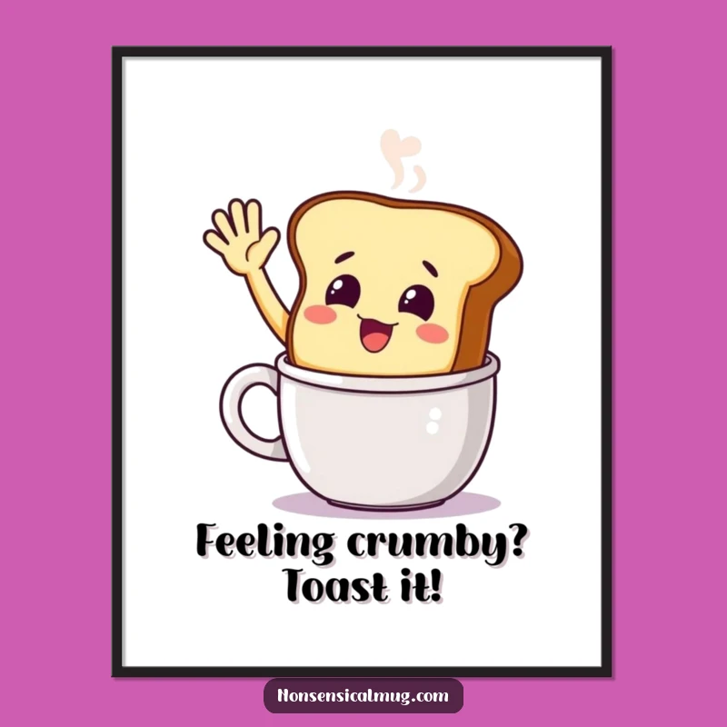 Free Printable Wall Art: Cute Toast Steaming Mug Wave Downloadable Decor