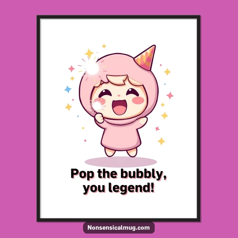 Free Printable Wall Art: Funny Party Popper Character, Hilarious Downloadable Decor for Your Home