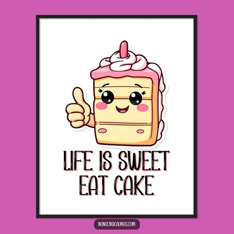 Free Printable Wall Art: Giddy Cake Thumbs Up Funny Downloadable Gift for Kitchen