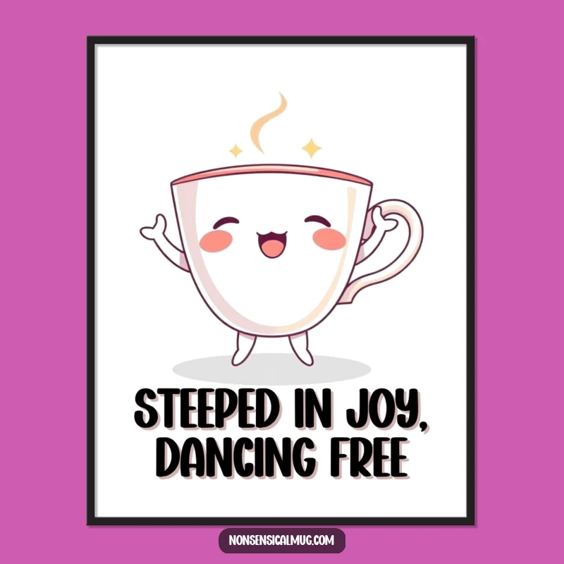 Funny Free Printable Wall Art: Dancing Teacup Art, Downloadable Decor