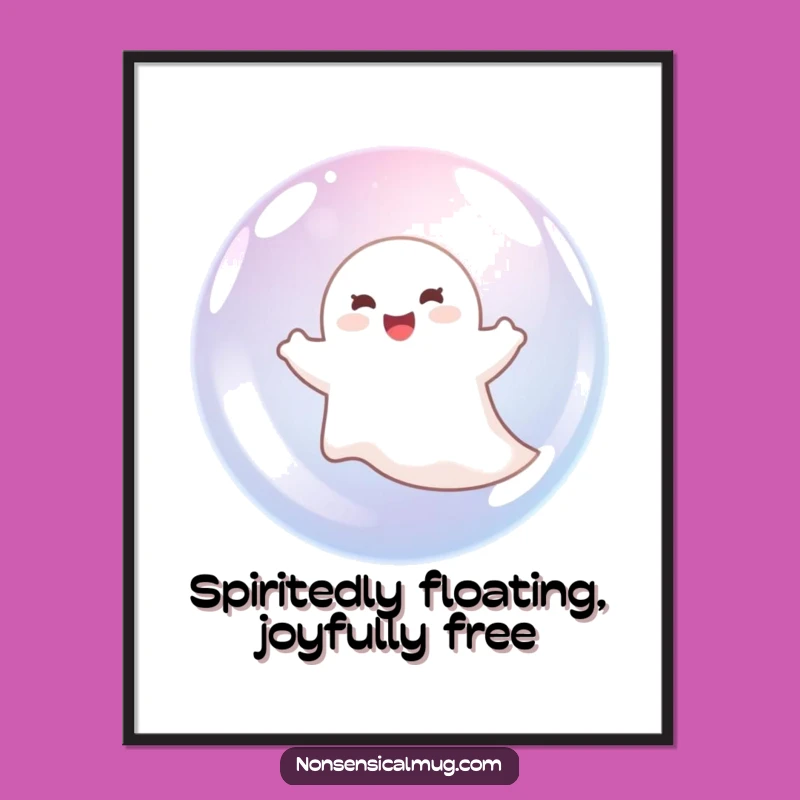 Funny Free Printable Wall Art: Ghost in Bubble Art, Downloadable Decor