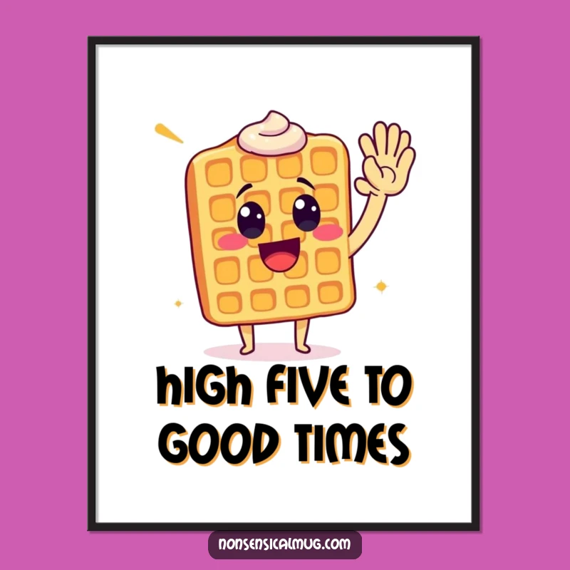 High Five Waffle Free Printable Wall Art, Energetic Downloadable Decor for Kitchen