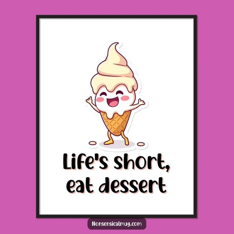 Funny Free Printable Wall Art: Dancing Melting Ice Cream, Quirky Downloadable Decor