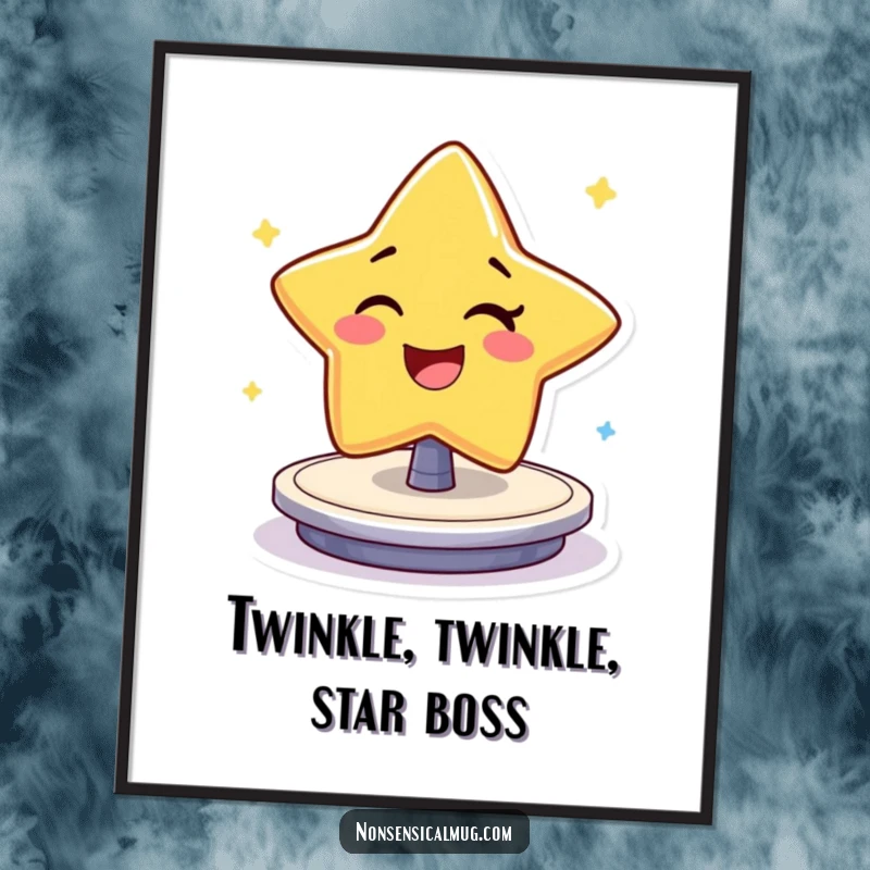 Funny Free Printable Wall Art: A cheerful star character winks and spins playfully, ready to add humor to any room.