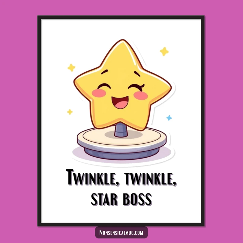 Free Printable Wall Art: Funny Winking Star Digital Download for Quirky Home Decor!