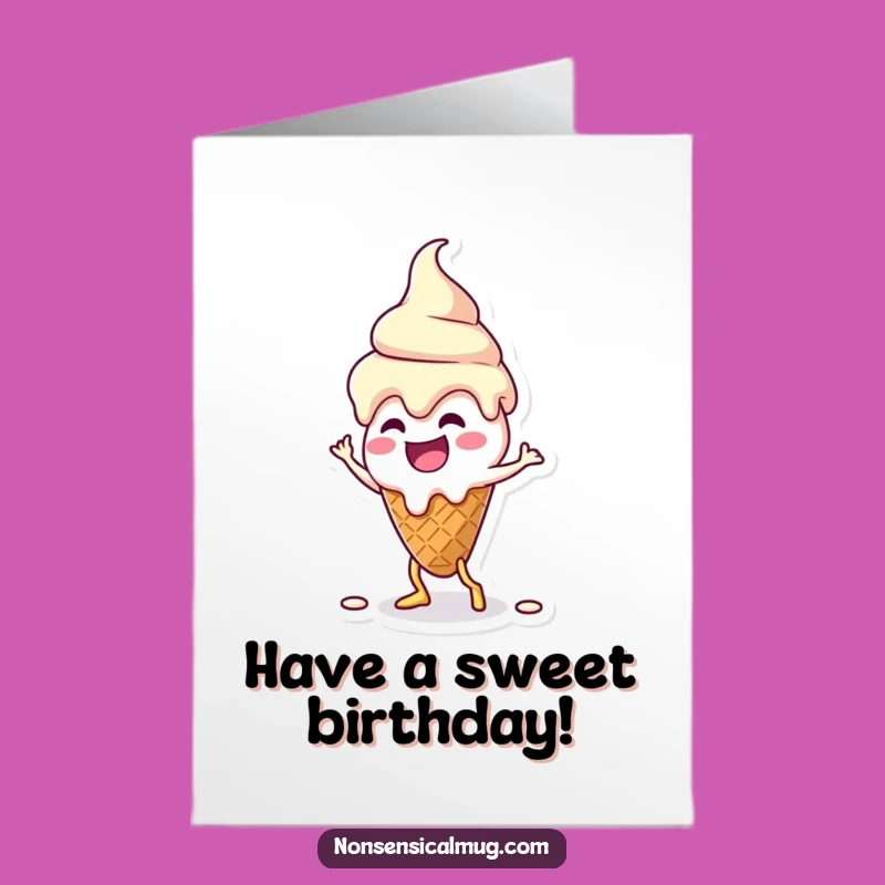 Free Printable Birthday Card: Dancing Melting Ice Cream, Funny Downloadable Gift