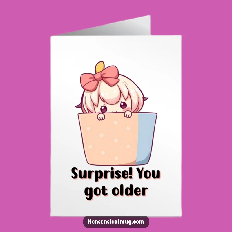 Funny Free Printable Birthday Card: Shy Gift Peeker, Bashful Downloadable Gift