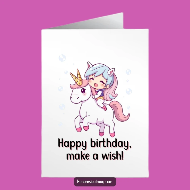 Free Printable Birthday Card: Bubble Unicorn Character Downloadable Gift