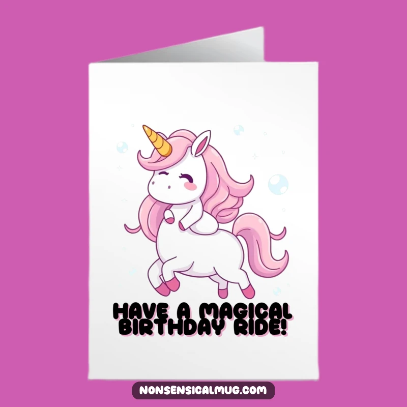 Free Printable Birthday Card: Giggling Bubble Unicorn Funny Downloadable Gift