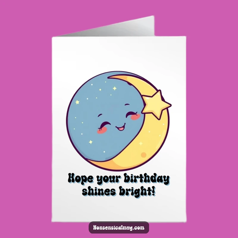 Free Printable Birthday Card: Moon & Star Funny Gift Downloadable