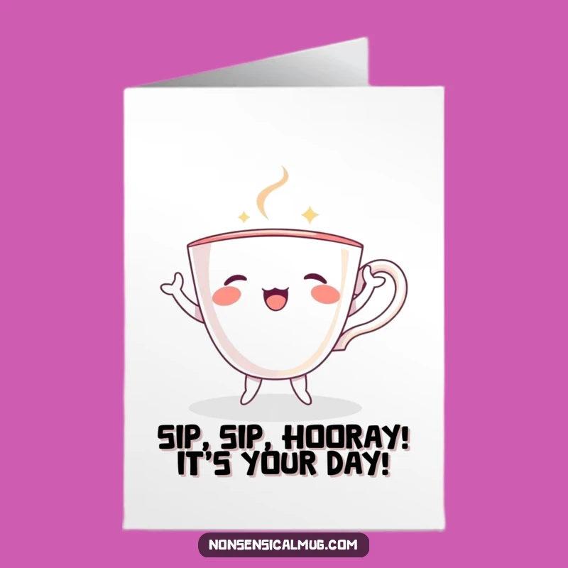 Free Printable Birthday Card: Dancing Teacup Funny Gift Downloadable!