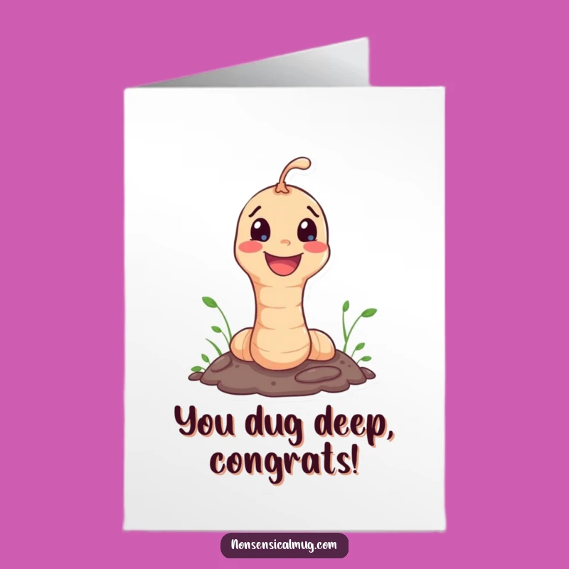 Free Printable Congrats Card: Happy Worm's Joyful Groundbreaking Digital Download!