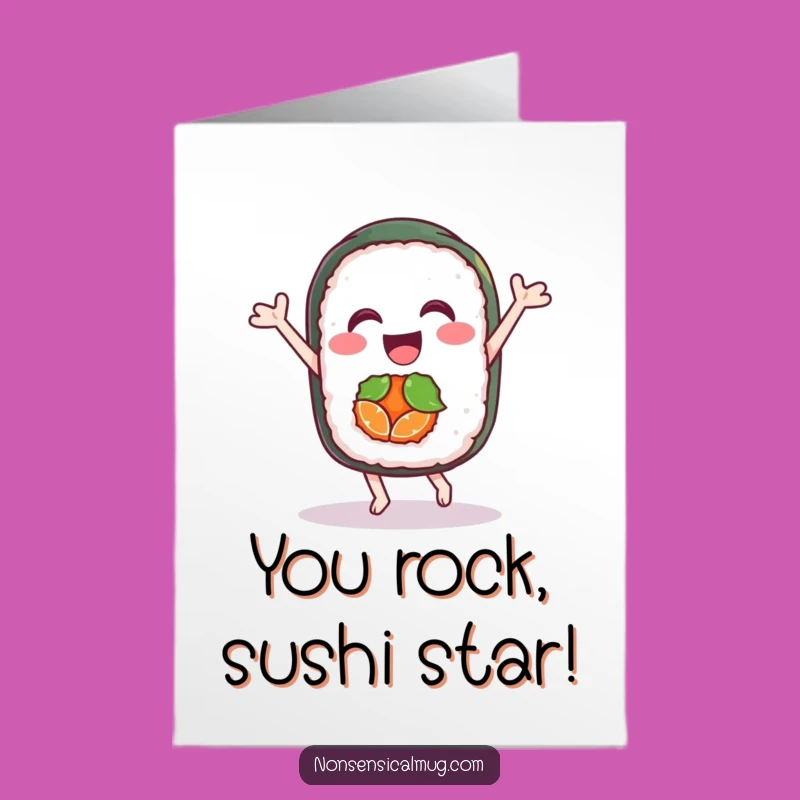 Free Printable Sushi Congrats Card: Dancing Roll Downloadable Celebration