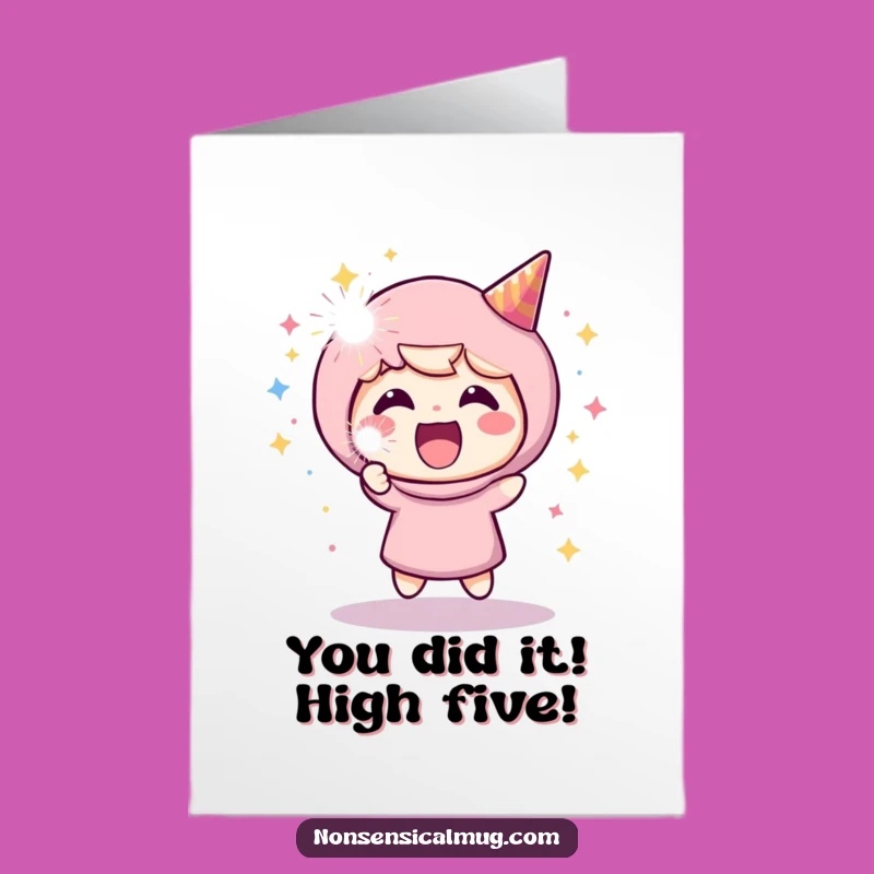 Free Printable Congrats Card: Party Popper Character, Funny Downloadable Gift for Any Occasion