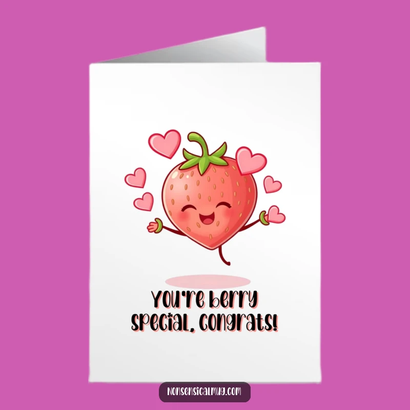 Free Printable Strawberry Hearts Congrats Card - Funny Downloadable Celebration Gift
