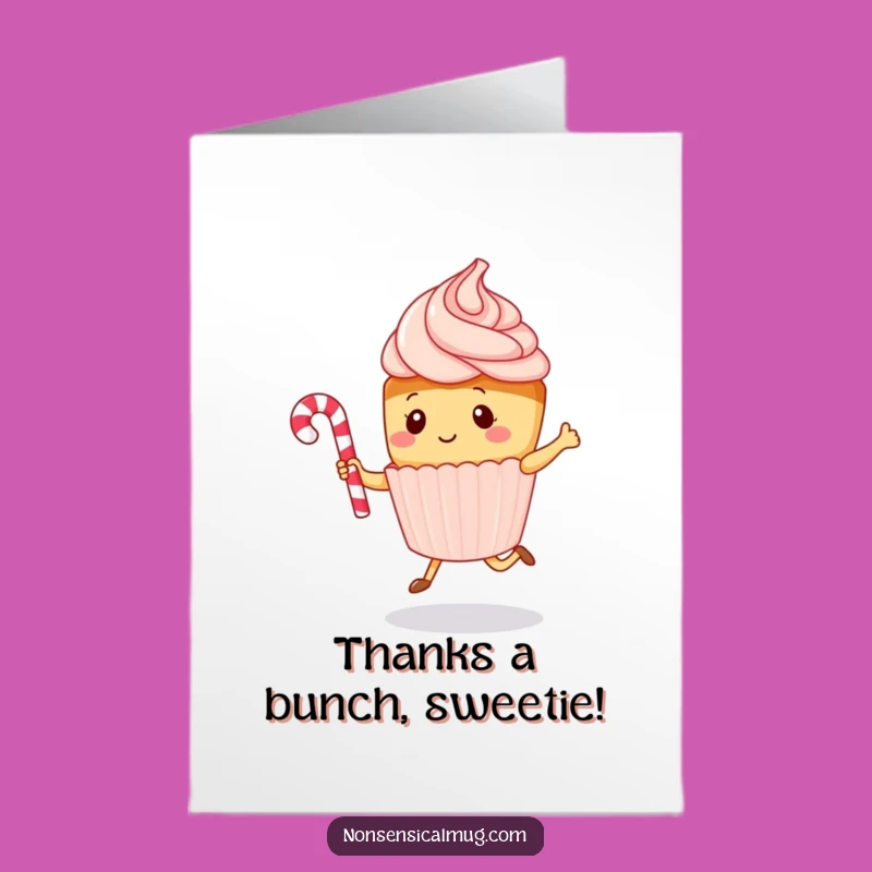 Free Printable Kawaii Cupcake Thank You Card: Jumping Rope Candy Cane for a Sweet Appreciation