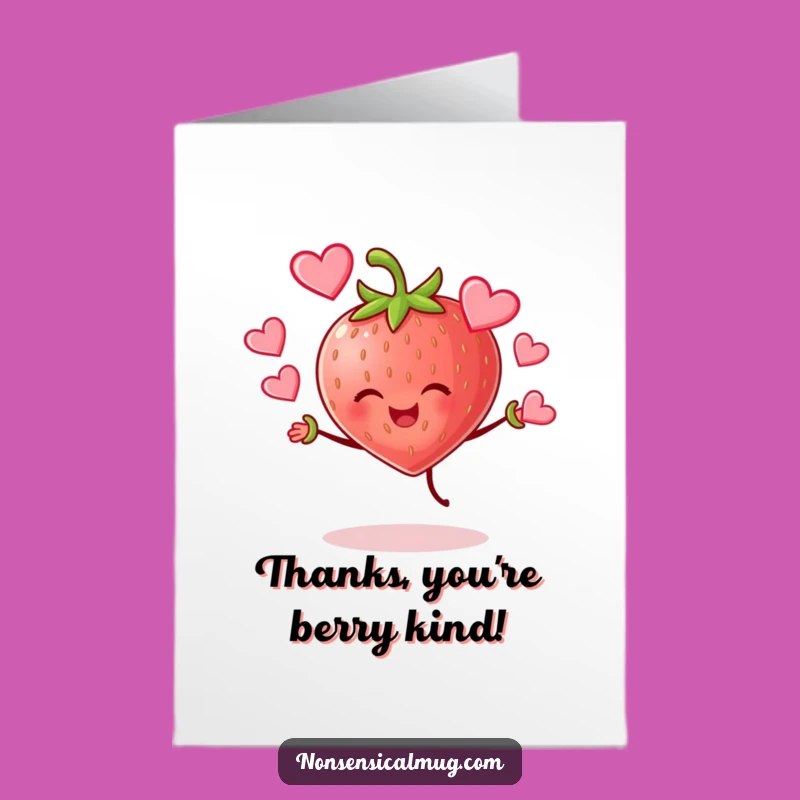 Free Printable Strawberry Hearts Thank You Card - Funny Downloadable Love Gift