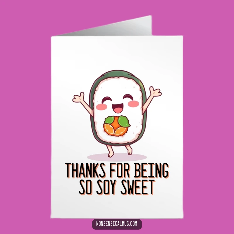 Free Printable Sushi Thank You Card: Dancing Roll Downloadable Gratitude