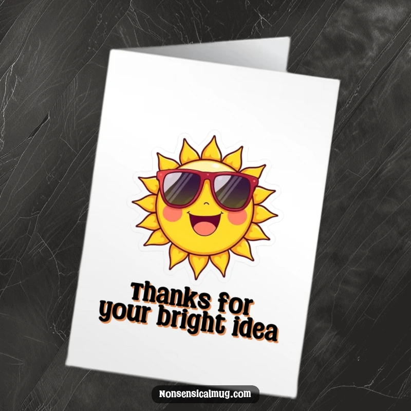 Funny Free Printable Thank You Card: A cheerful sun character beams with oversized sunglasses, sending a warm thank you.