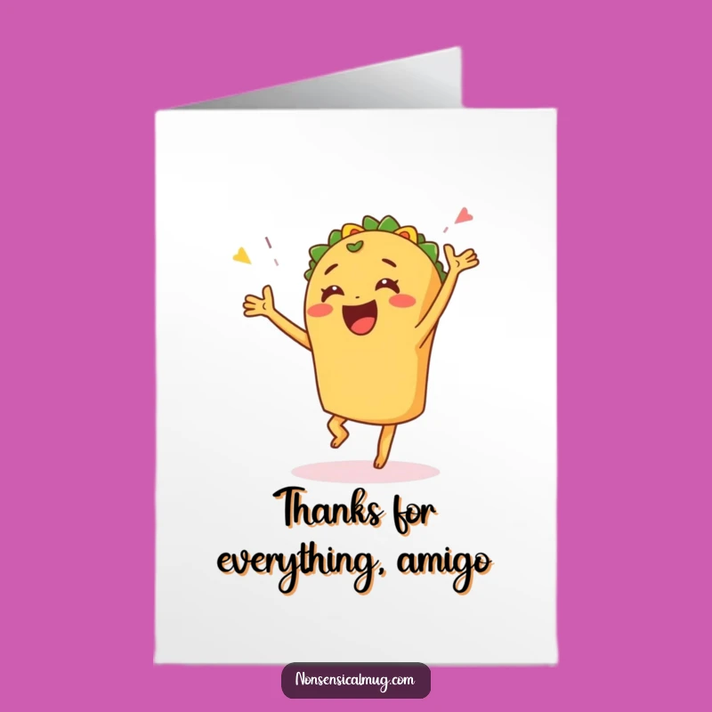 Free Printable Thank You Card: Joyful Taco Dance Funny Downloadable Gift