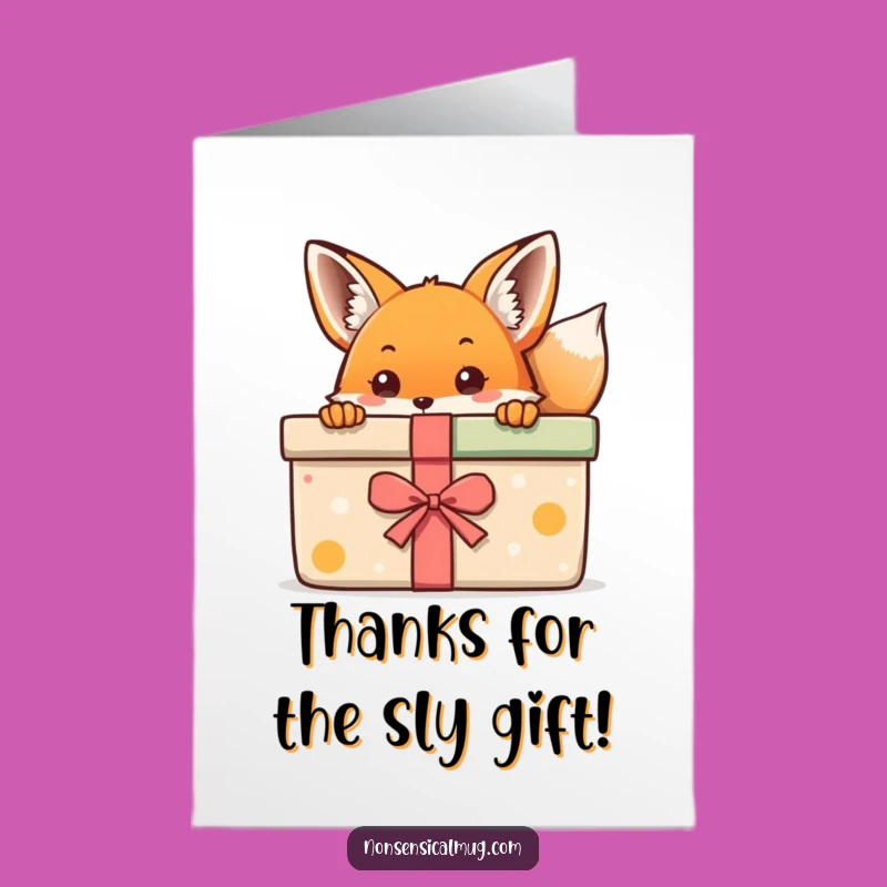 Free Printable Thank You Card: Kawaii Fox & Gift - Cute Funny Downloadable!