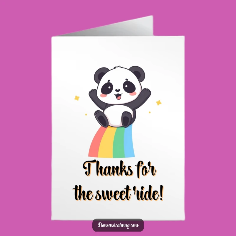 Free Printable Thank You Card: Panda Rainbow Slide - Funny Downloadable Gift!