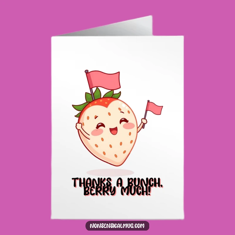 Free Printable Thank You Card: Strawberry Flag Waving Gratitude Downloadable Gift