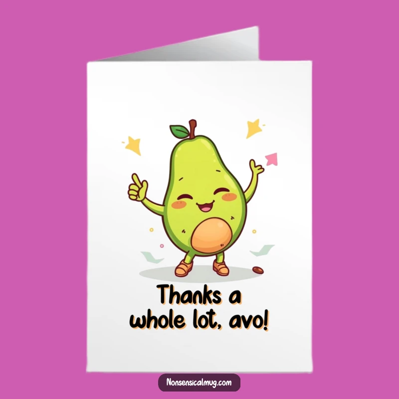 Free Printable Thank You Card: Winking Avocado Breakdance Downloadable, Thanks with Funky Flair