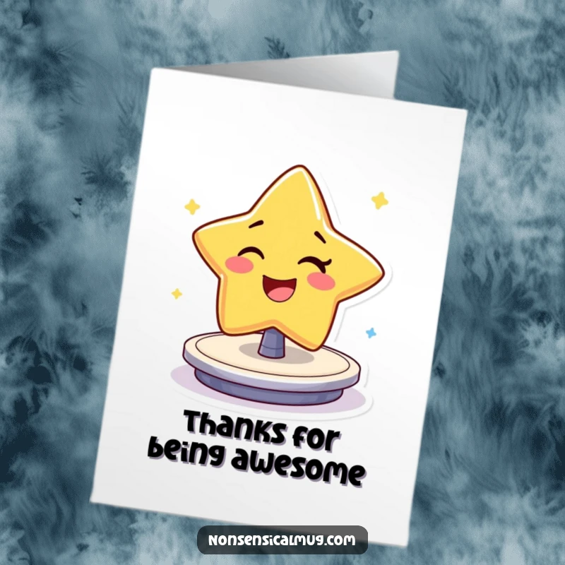 Funny Free Printable Thank You Card: A cheerful star winks and spins, sending a grateful thank you.