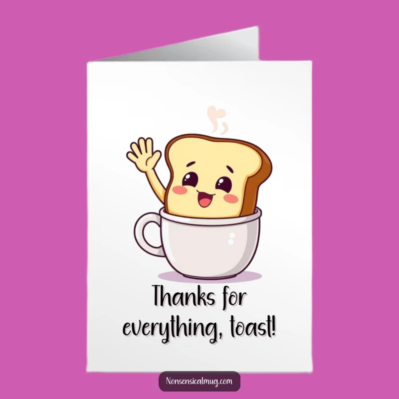 Free Printable Toast Thank You Card: Steaming Mug Wave Thanks Downloadable