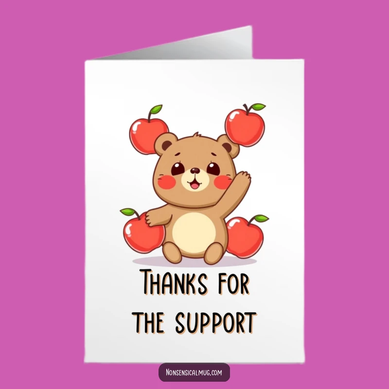Free Printable Funny Bear Juggling Apples Thank You Card - DIY Gift