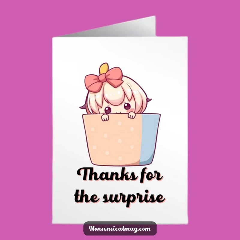 Free Printable Thank You Card: Shy Gift Peeker, Sweet Downloadable Gift