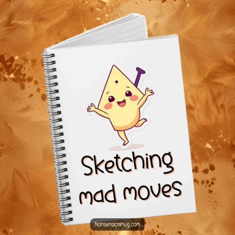 Funny notebook with a joyful triangular character happily executing a cartwheel, perfect for jotting down dynamic ideas and plans.