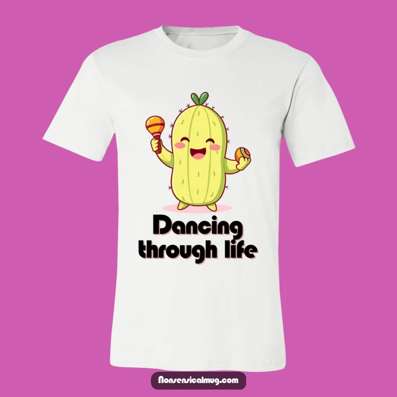 Funny Cactus T-Shirt: Dancing Character with Maracas for a Hilarious Gift
