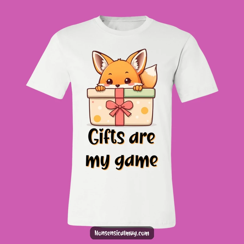 Kawaii Fox Gift T-Shirt: Cute Peeking Fox Tee, Ideal Funny Gift!