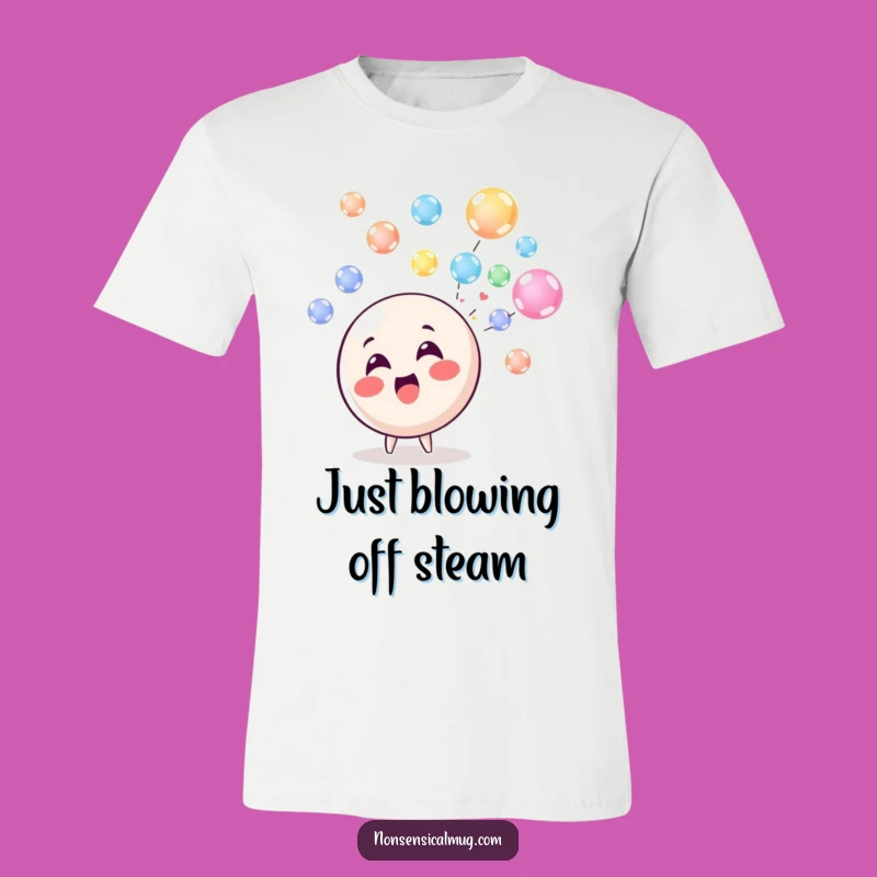 Funny Bubble Blowing Circle Character T-Shirt - Wearable Joyful Art