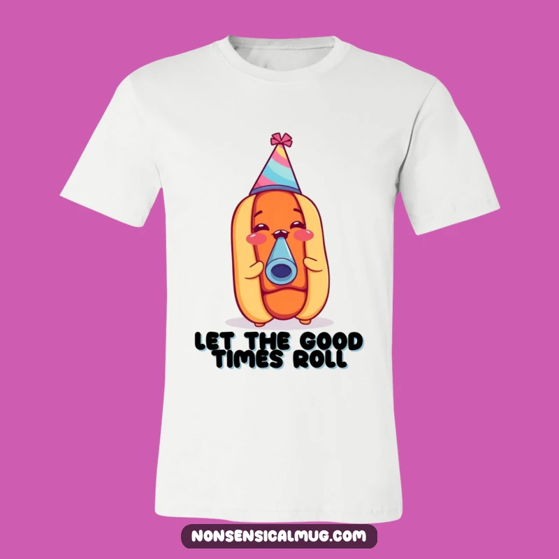 Funny Party Hot Dog Hat Noisemaker T-Shirt - Hilarious Foodie Celebration Tee