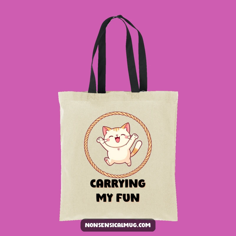 Funny Round Cat Yarn Hoop Tote Bag: Carry Your Joy Everywhere!