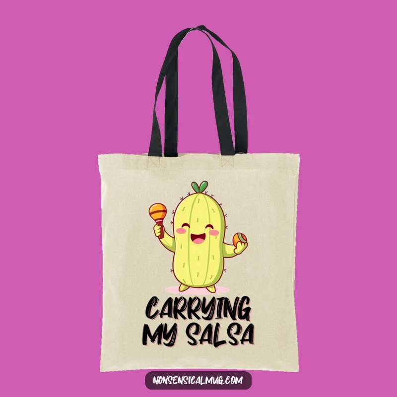 Funny Cactus Tote Bag: Dancing Character with Maracas for a Stylish Gift