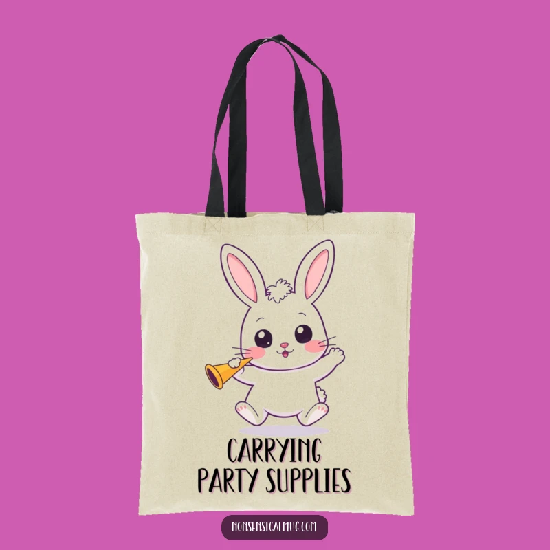 Funny Kawaii Bunny Tote Bag: Carry Your Party Essentials with Wide-Eyed Fun