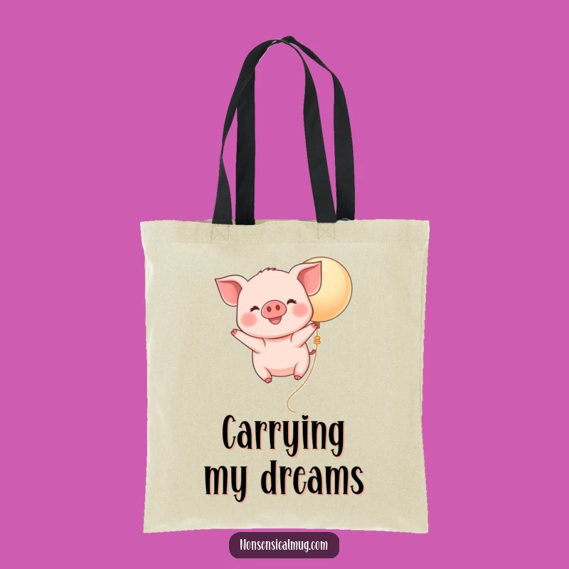 Funny Kawaii Piglet Balloon Tote Bag - Cute Flying Pig Carry-All, Perfect Funny Gift for Groceries