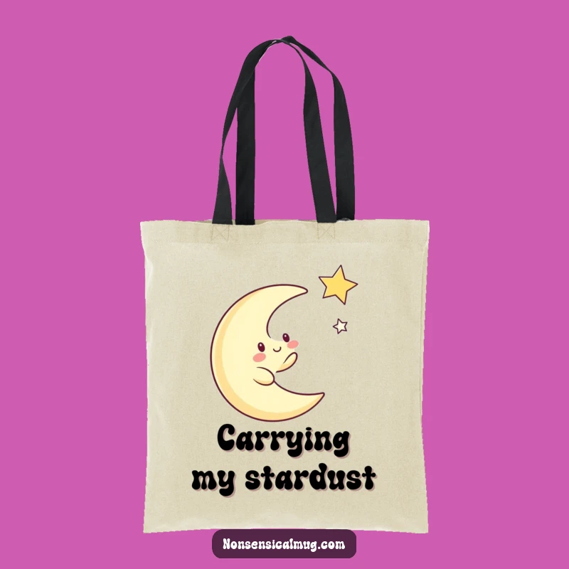 Funny Moon Chasing Star Tote Bag: Whimsical, Practical, Cosmic Humor, Perfect Gift