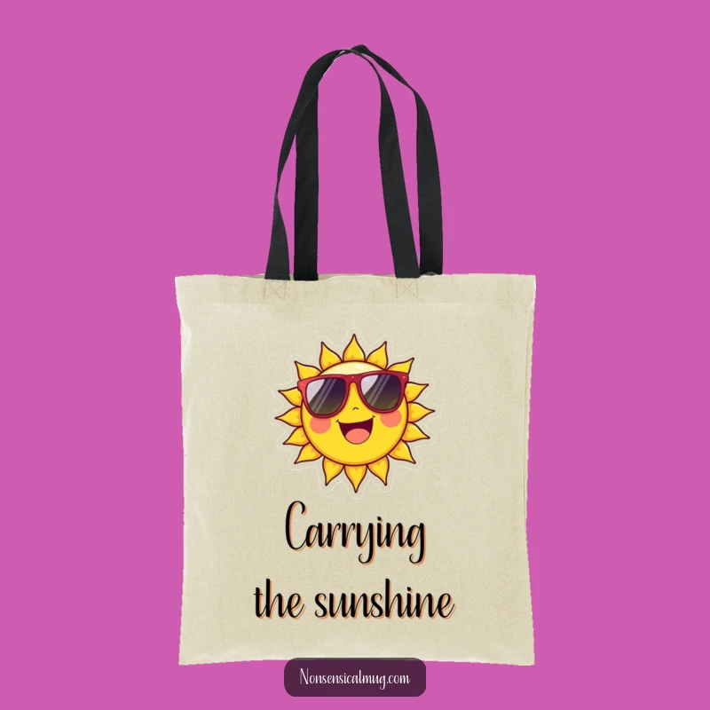 Funny Sun Tote Bag: Beaming Character with Sunglasses for a Stylish Gift